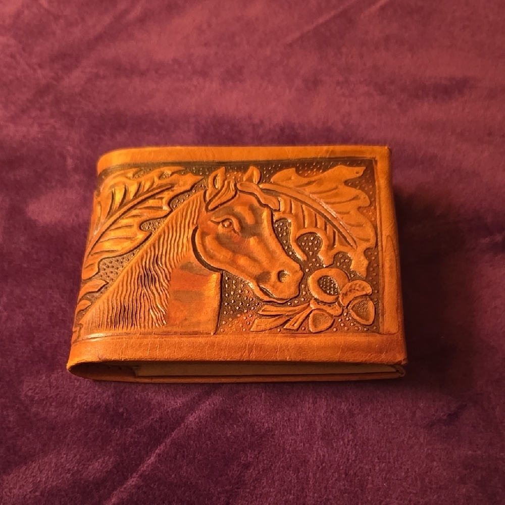 Brown Leather Wallet with Horse Design